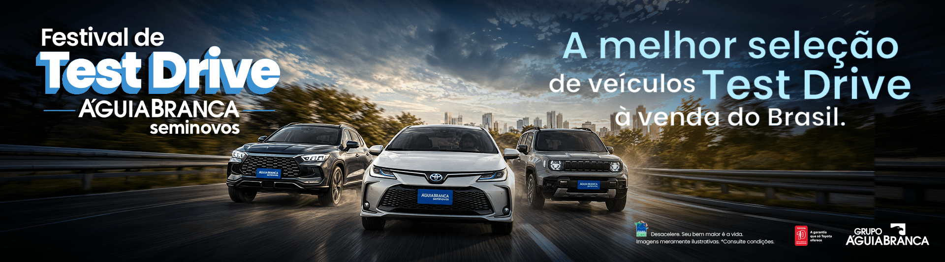 Banner Promocional de Carros Seminovos Águia Branca